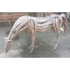 柚木造型馬擺飾-y15596木.竹.根雕
